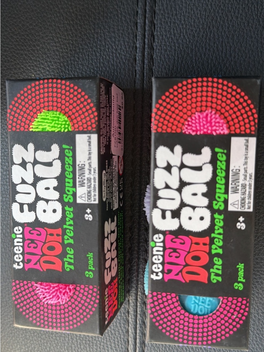 Teenie Nee Doh Fuzz Ball 3-Pack Velvet Squeeze Stress Balls - Pink & Green